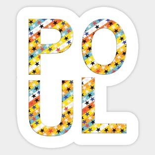 Poul, name, typography Sticker